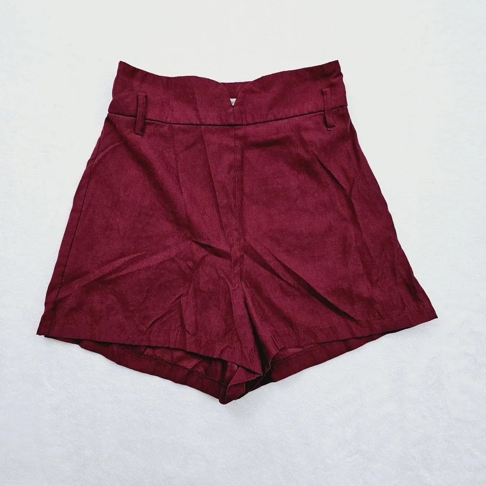 Charlotte Russe Womens XS‎ Shorts High Waist Red Burgundy Y2K Academia Chic